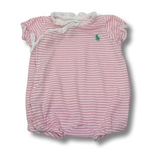 Ralph Lauren Striped Ruffle Cotton Jersey Romper